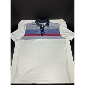 Callaway Opti•Dri Polo Shirt Men's Med White Blue Pink Golf Short Sleeve Stretch